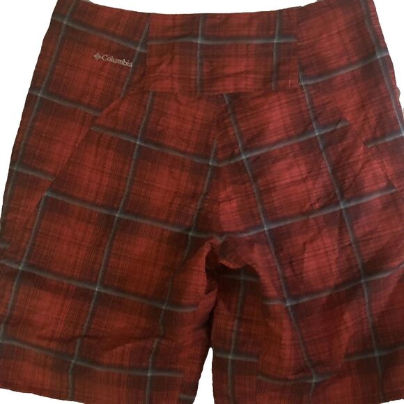 Columbia Swim Trunks Orange Plaid Mens Omni Shade Pockets Drawstring 34 - Picture 4 of 5